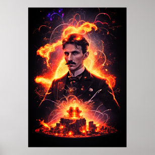 Electric Visionary: Nikola Tesla's Lightning Poster