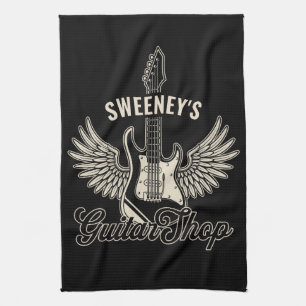 Electric Wings Guitarist Personalised Guitar Shop Tea Towel