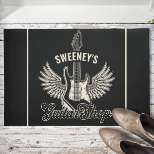 Electric Wings Guitarist Personalized Guitar Shop Doormat