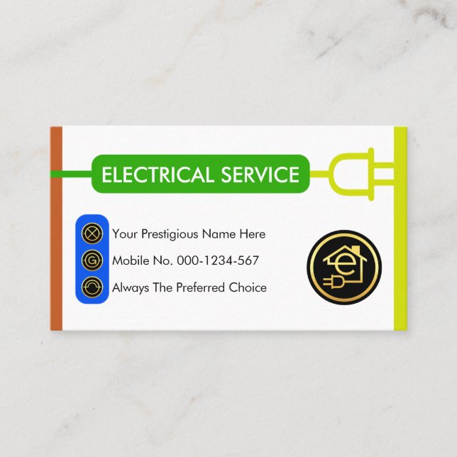 Electric Wire Plug Colors Electricity Business Card (Front)
