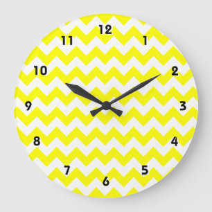Electric Yellow Chevron Large Clock
