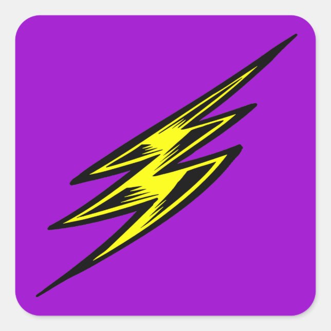 Electric Yellow Lightning Bolt Square Sticker (Front)