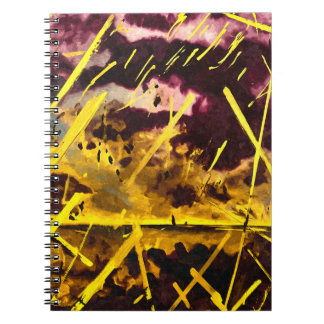 Electric Yellow Magenta Black Abstract Burst Notebook