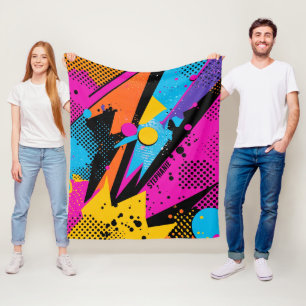 Electric Yellow Magenta Urban Grunge Halftone Fleece Blanket