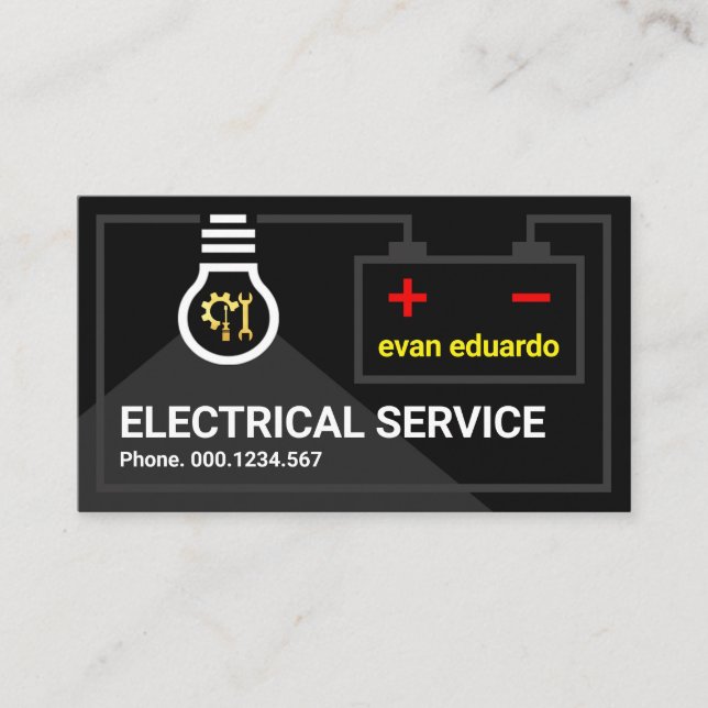 Electrical Battery Circuit Light Bulb Business Card (Front)