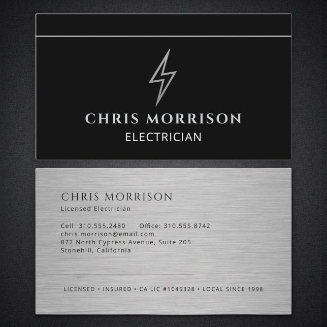 Electrical Business Electrician Metallic Business Card (Creator Uploaded)