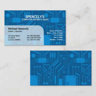 Electrical Circuit Board Blue Business Card