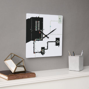 Electrical Circuits Square Wall Clock