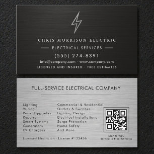 Electrical Company QR Code Professional Business Card