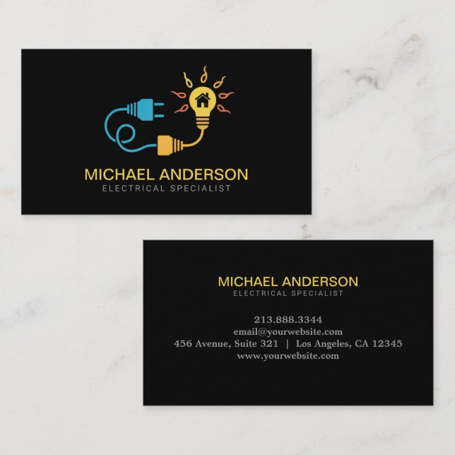 Electrical Contractor Electrician Professional     Business Card (Front/Back)