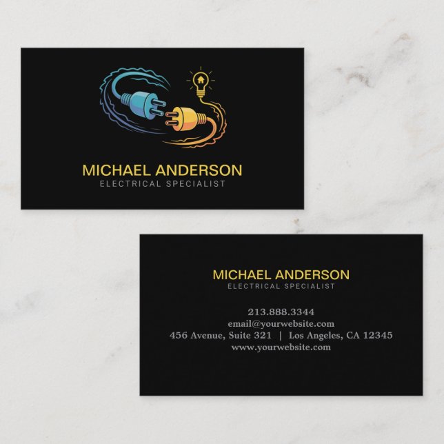 Electrical Contractor Electrician Professional     Business Card (Front/Back)