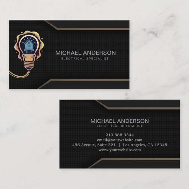 Electrical Contractor Electrician Professional     Business Card (Front/Back)