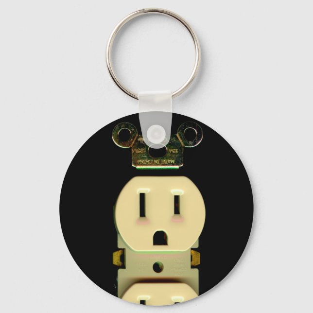 Electrical contractor outlet electricians business key ring (Front)