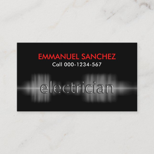 Electrical Current Powers Electrician Business Card (Front)