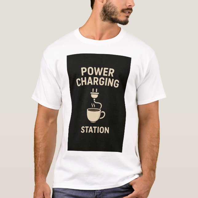 Electrical Engineer Coffee Power Charging Station T-Shirt (Front)