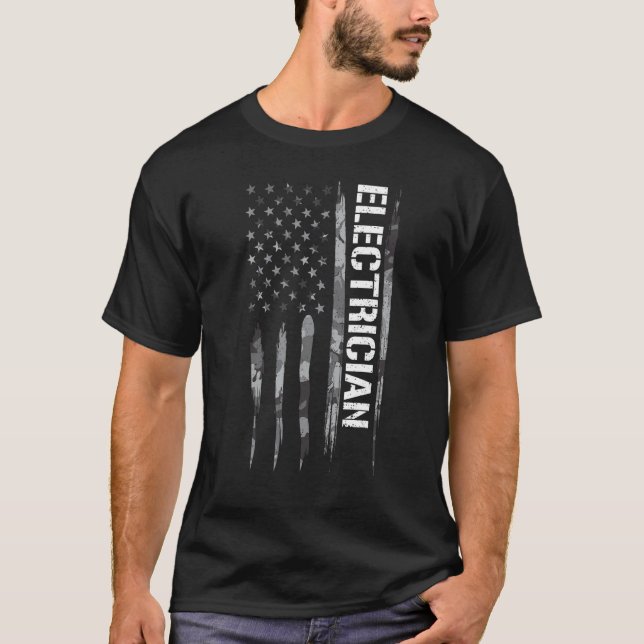 Electrical Engineer Electrician   American Flag T-Shirt (Front)