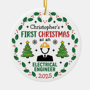 Electrical Engineer First Christmas Personalized Ceramic Ornament