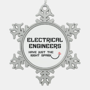 Electrical Engineer Right Spark Snowflake Pewter Christmas Ornament