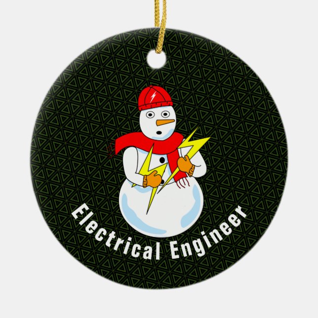 Electrical Engineer Snowman Ceramic Ornament (Front)