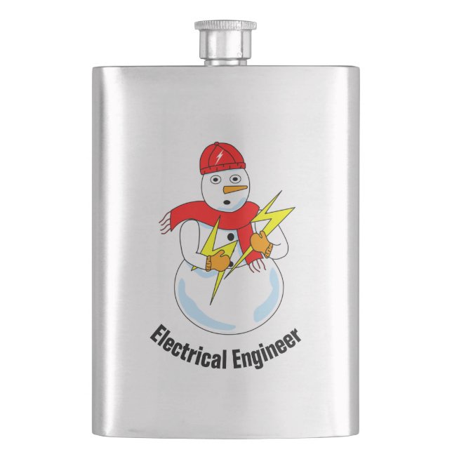 Electrical Engineer Snowman Hip Flask (Front)