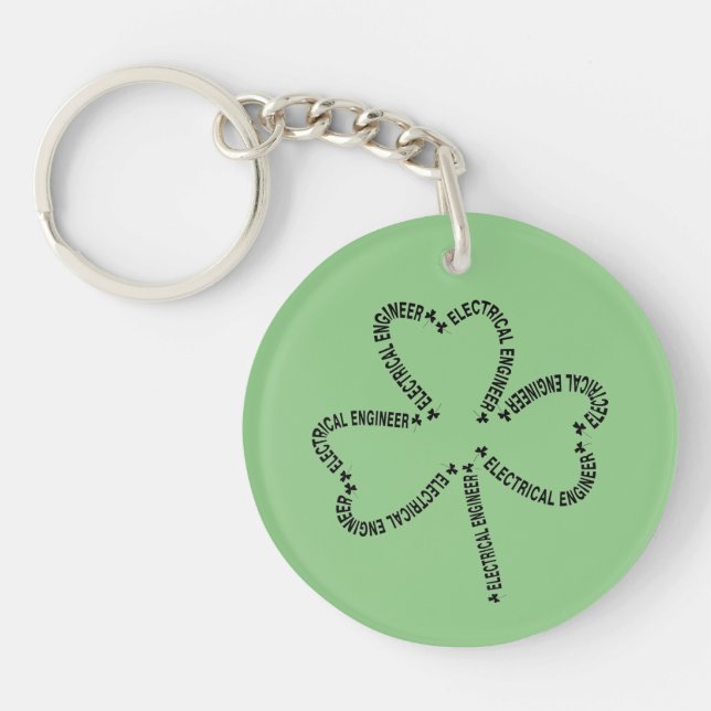 Electrical Engineer Text Shamrock Key Ring (Front)