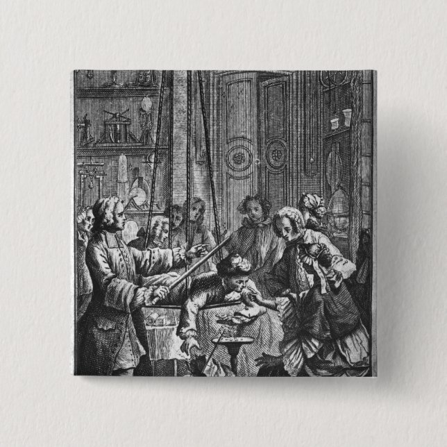 Electrical experiment made on a man 15 cm square badge (Front)