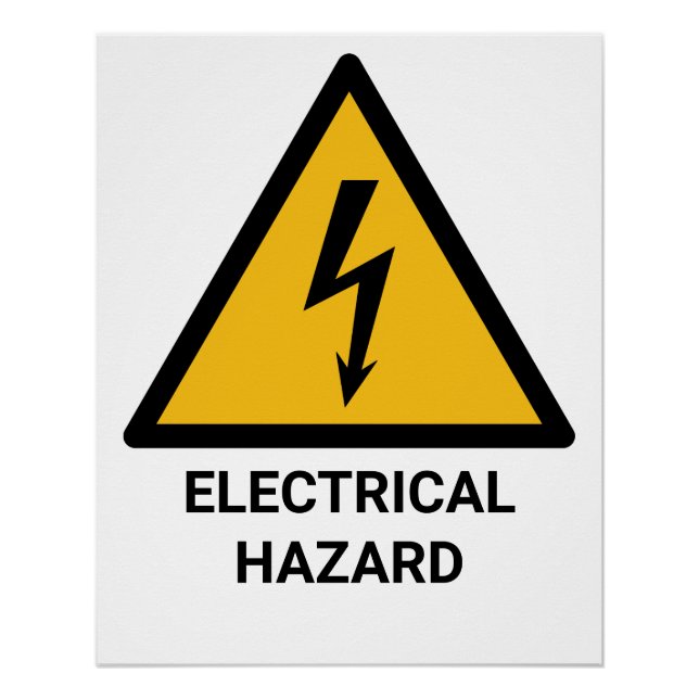 Electrical Hazard Warning, Electric Shock Symbol Poster (Front)