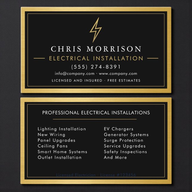 Electrical Installation Electrician Metallic Business Card (Creator Uploaded)