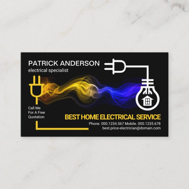 Electrical Lightning Bulb Circuit Electrician Business Card (Front)