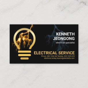 Electrical Lightning Powers Gold Bulb Business Card