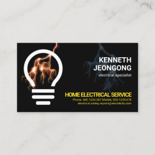 Electrical Lightning Powers Home Bulb Business Card
