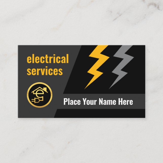 Electrical Lightning Powers Your Name Business Card (Front)