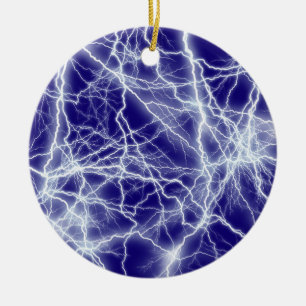 Electrical Lightning Sparks Ceramic Round Ornament