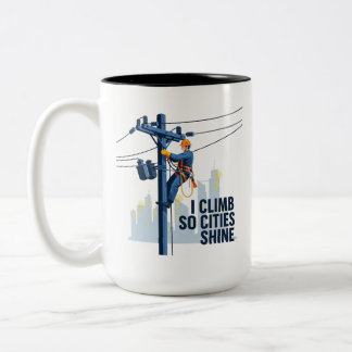 Electrical Lineman Cityscape Appreciation Gift Two-Tone Coffee Mug