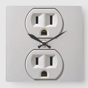 Electrical Outlet Plug-in Square Wall Clock