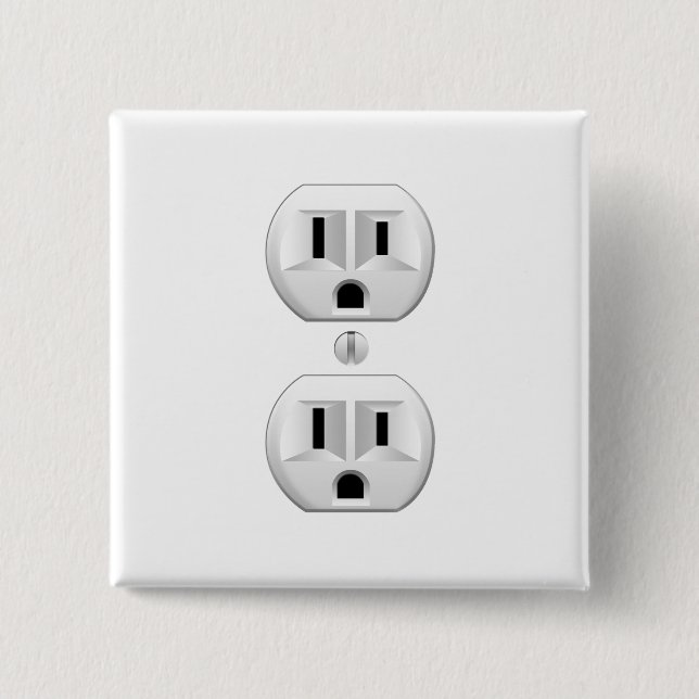 Electrical Plug Click to Customise Colour Decor 15 Cm Square Badge (Front)