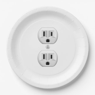 Electrical Plug Click to Customise Colour Decor Paper Plate
