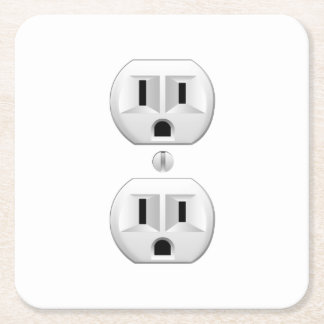 Electrical Plug Click to Customise Colour Decor Square Paper Coaster
