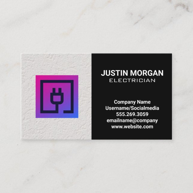 Electrical Plug | Electrician Icon Business Card (Front)