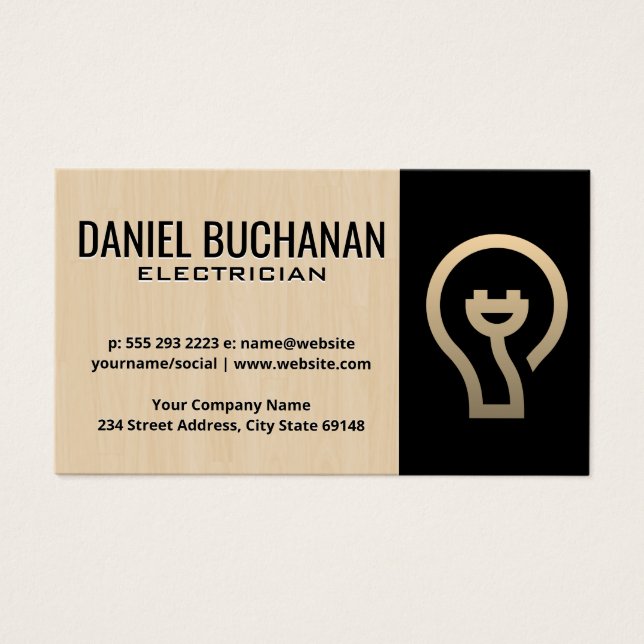 Electrical Plug Light Bulb | Electrician Icon (Front)