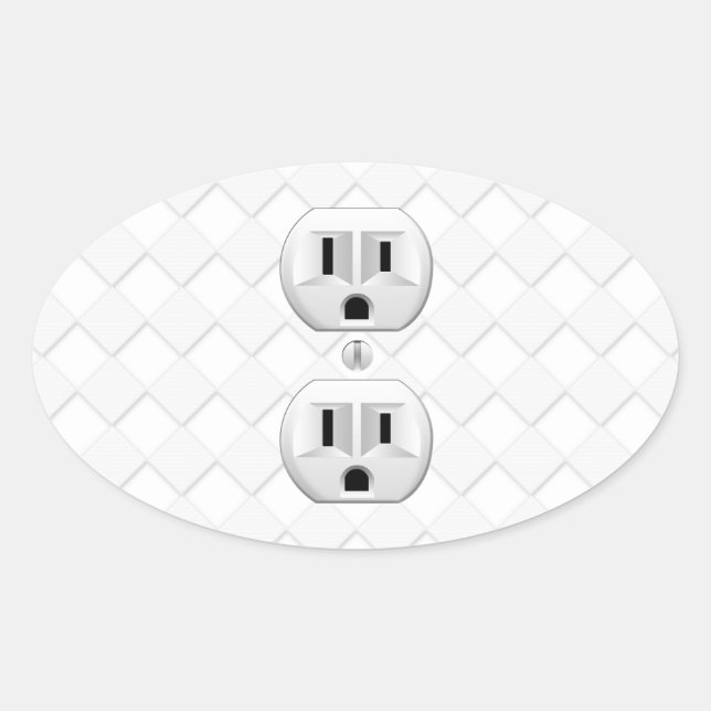 Electrical Plug Wall Outlet Fun Customise This Oval Sticker (Front)