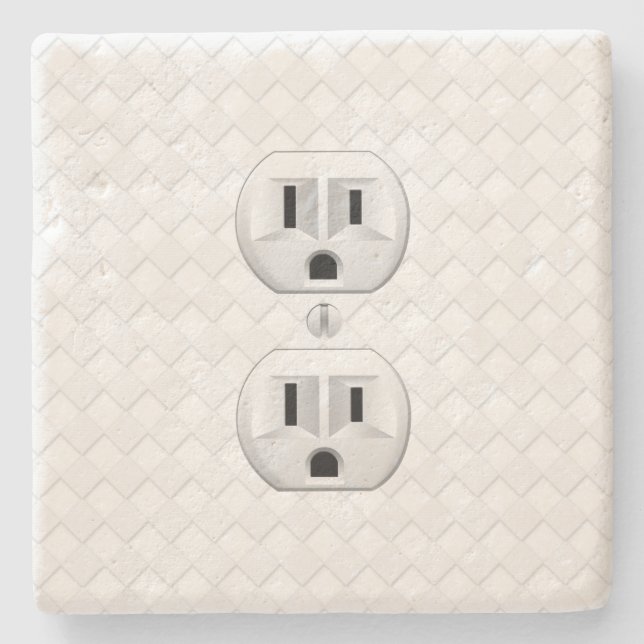 Electrical Plug Wall Outlet Fun Customise This Stone Coaster (Front)
