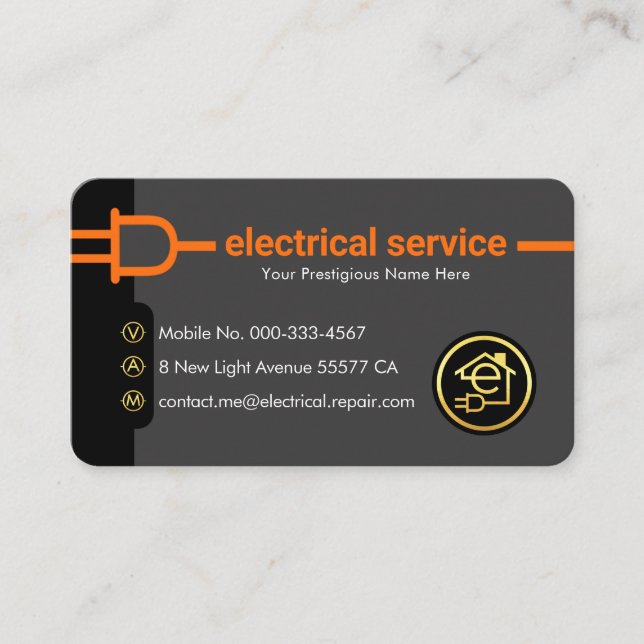 Electrical Power Plug Supply Line Business Card (Front)