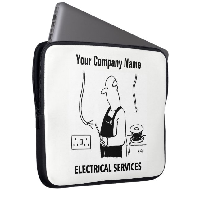 Electrical Services Cartoon Laptop Sleeve (Front Right)