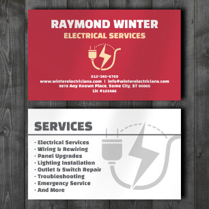 Electrical Services Professional Red Business Card
