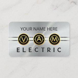 Electrical Symbol Icons Silver Layer Business Card