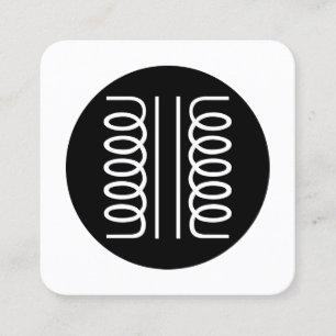 Electrical Transformer Symbol - Black and White Square Business Card