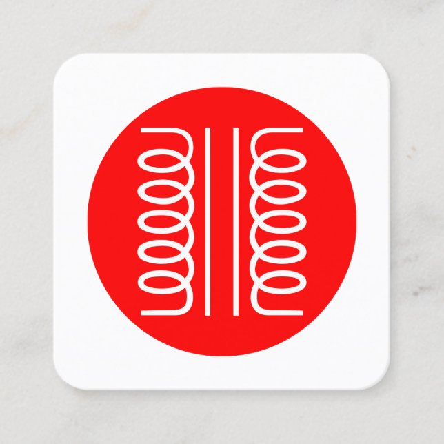 Electrical Transformer Symbol - Red and White Square Business Card (Front)