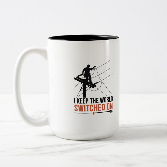 Electrical Worker Appreciation Gift - Switched On  Two-Tone Coffee Mug (Left)