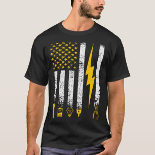 Electrician American Flag Electricity Electrical E T-Shirt